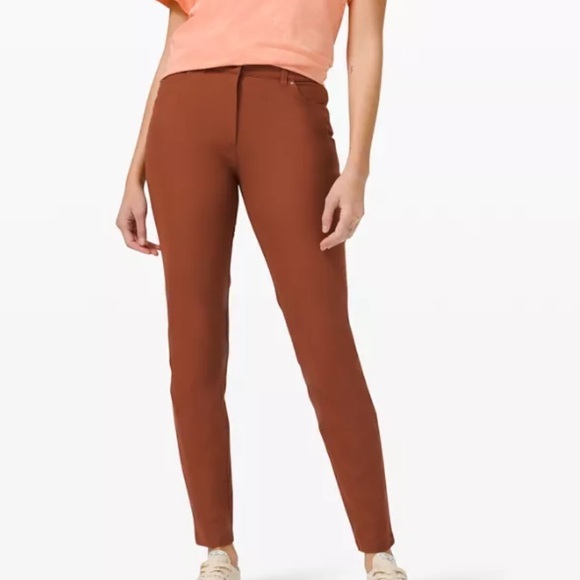 NEW LULULEMON CITY SLEEK 5 POCKET PANTS RUST COPPER ORANGE BROWN RUST COLOR 6 - Picture 1 of 12